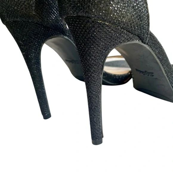 ZIGI SOHO High Heels Ankle Strap Open Toe Black Sparkle Women Size 8 - Picture 6 of 12